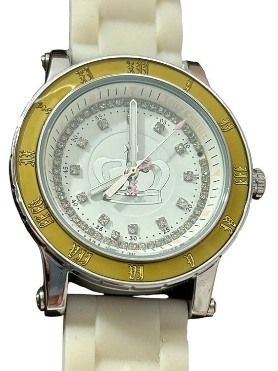 Juicy Couture Other - Juicy Couture Midsized 38mm Women's Crystal Face Watch Silver Stainless Silicone